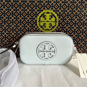 Brand new Tory Burch Miller Mini Crossbody Bag Ice Blue Silver Baby Blue
